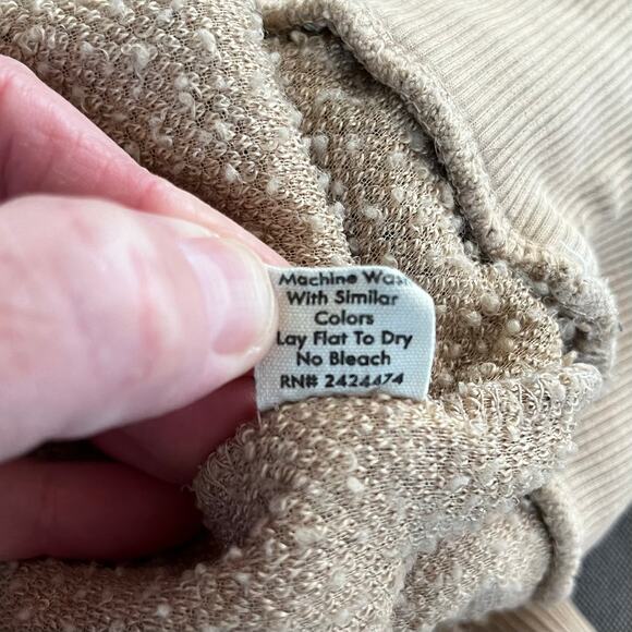 Donni Camel Tan Sherpa Long Sleeve Henley Oversized Pullover Sweatshirt SM/MD - Picture 12 of 14